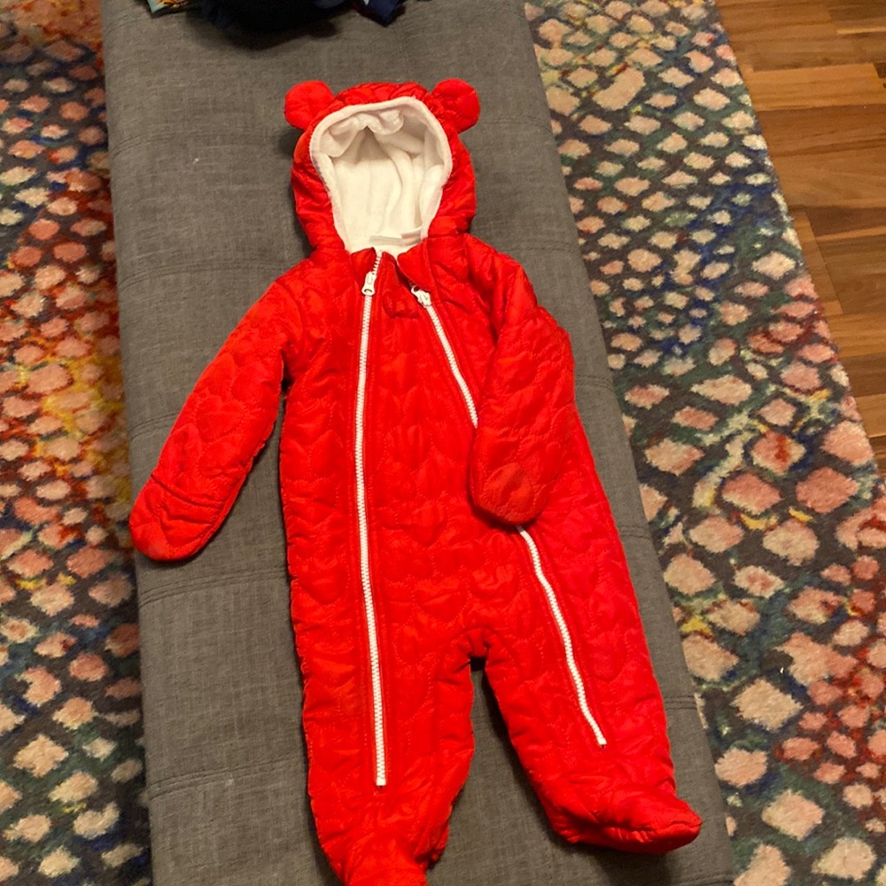 Koala Baby snowsuit red hearts. Super soft inside